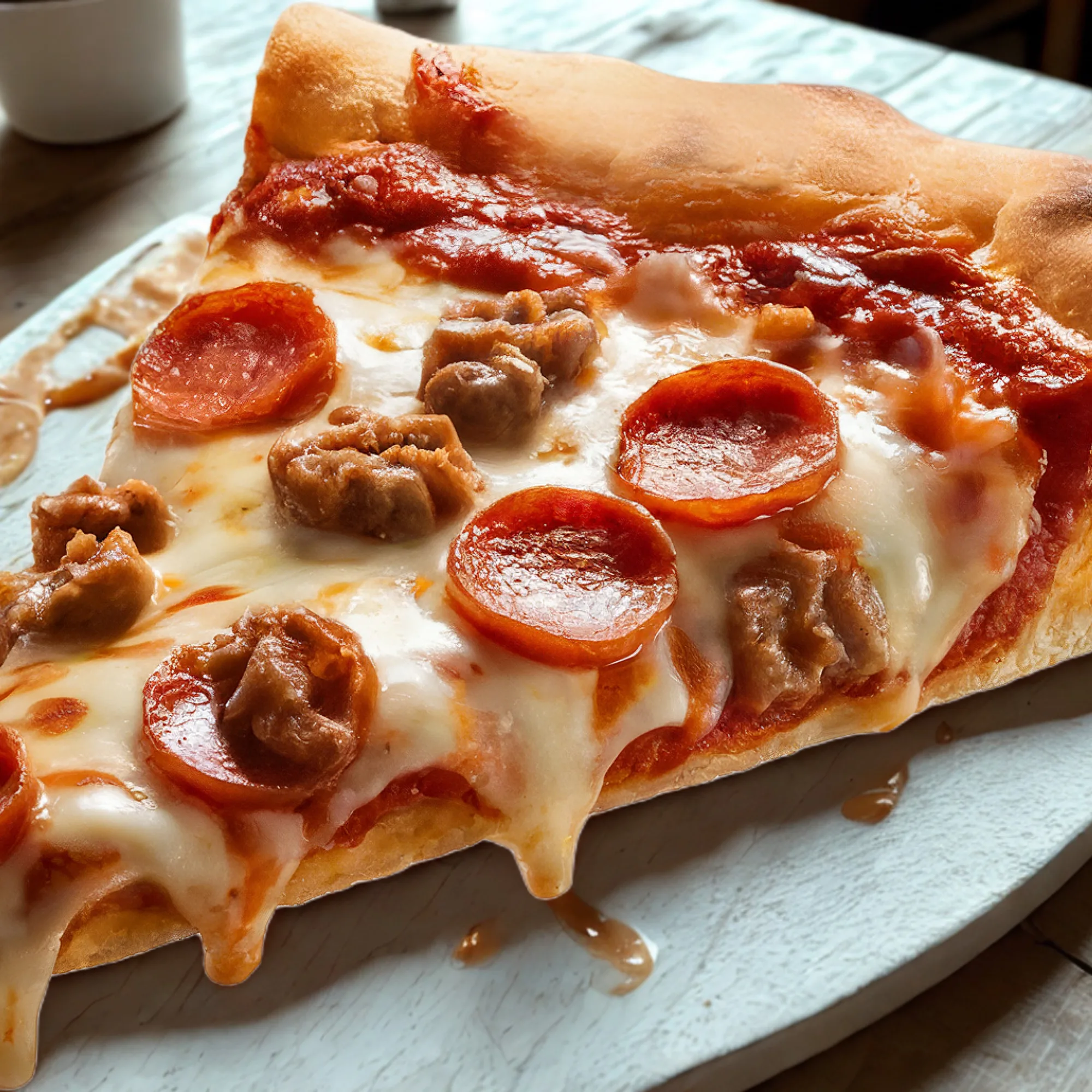 Pizza mit Wurst, Thunfisch, mit türkischer Knoblauch-Wurst